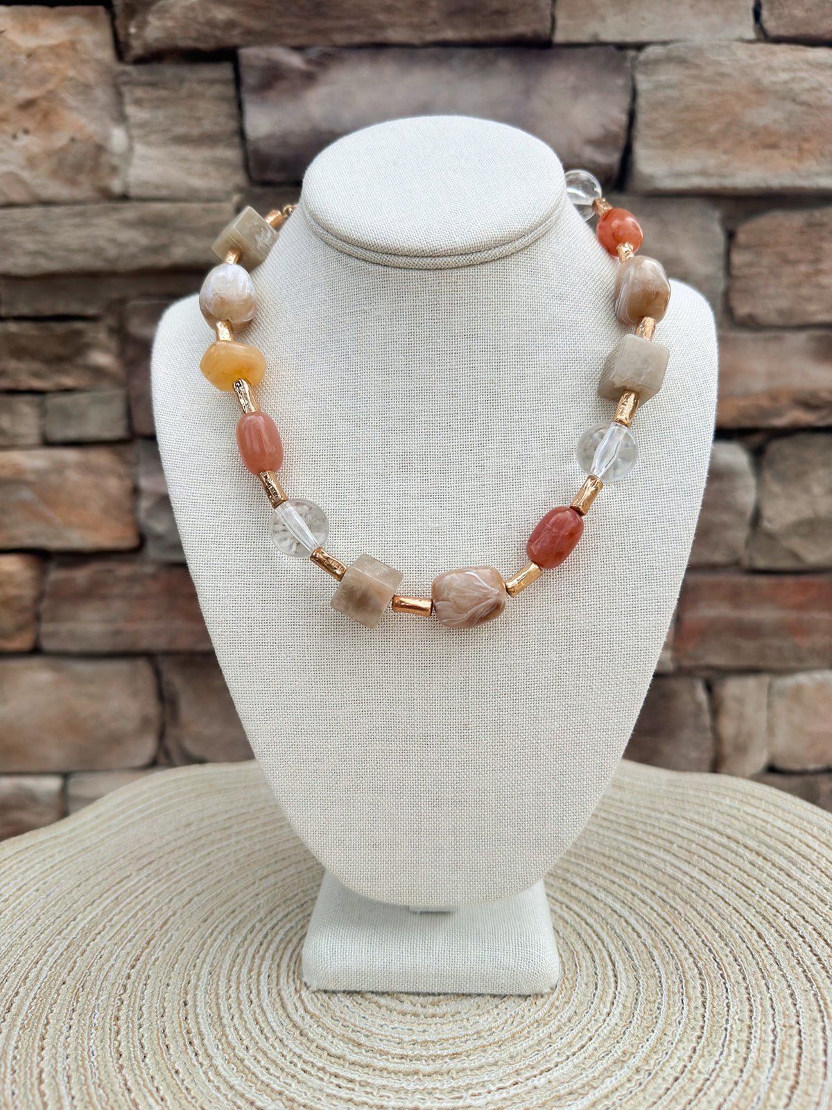Soft Balance Stone & Acrylic Beaded Necklace - The Pink Pineapple 850