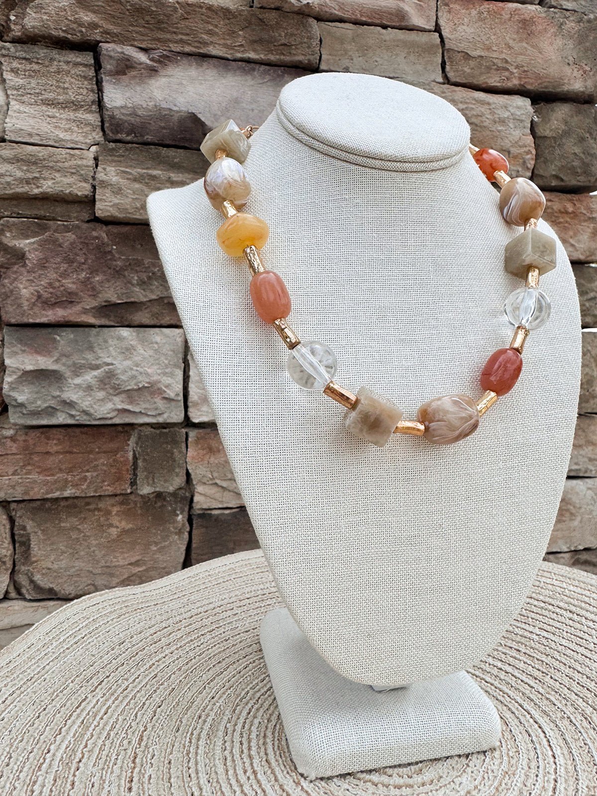 Soft Balance Stone & Acrylic Beaded Necklace - The Pink Pineapple 850
