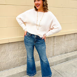 Soft Serenity Cream Boatneck Lightweight Sweater - The Pink Pineapple 850