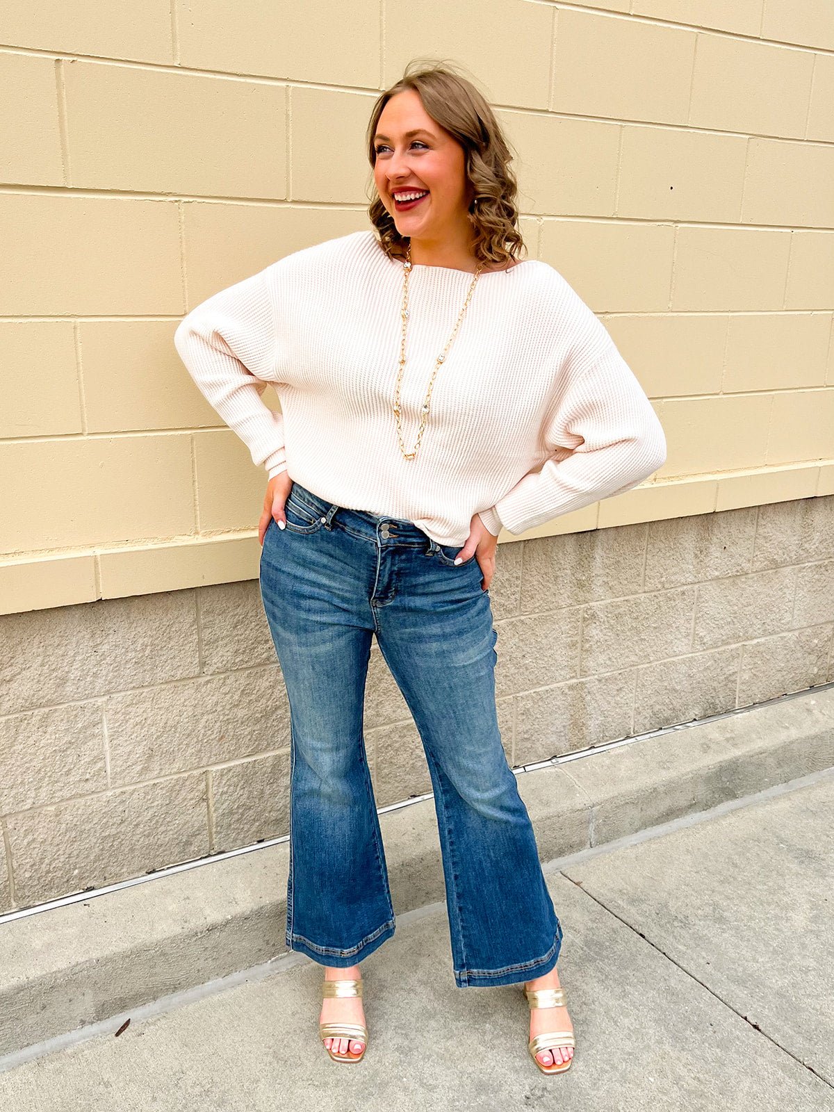 Soft Serenity Cream Boatneck Lightweight Sweater - The Pink Pineapple 850