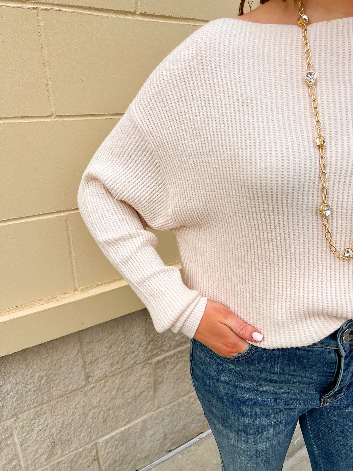 Soft Serenity Cream Boatneck Lightweight Sweater - The Pink Pineapple 850