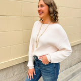 Soft Serenity Cream Boatneck Lightweight Sweater - The Pink Pineapple 850