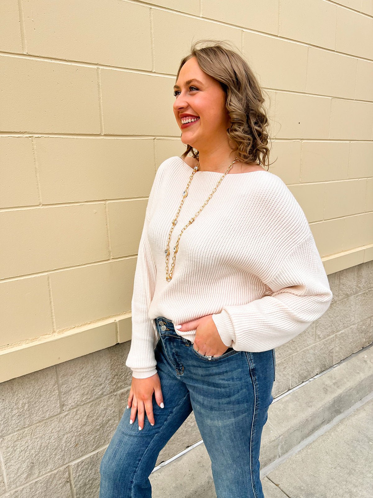 Soft Serenity Cream Boatneck Lightweight Sweater - The Pink Pineapple 850