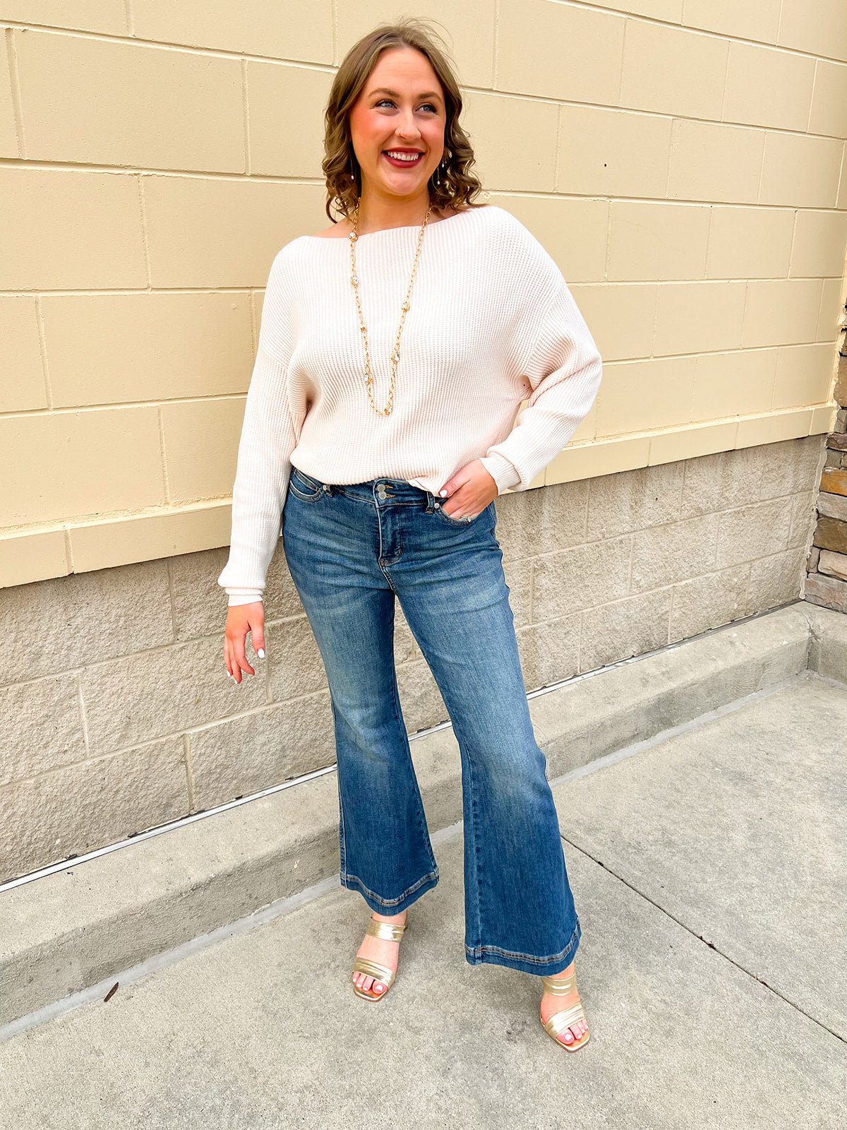 Soft Serenity Cream Boatneck Lightweight Sweater - The Pink Pineapple 850