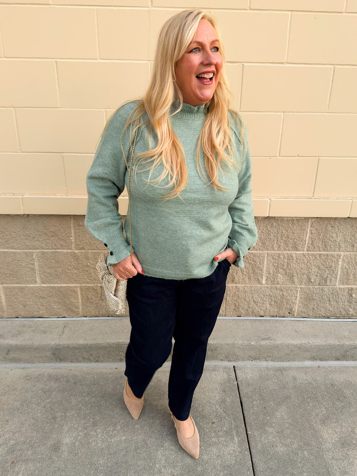 Soft Serenity Ruffle Sweater - The Pink Pineapple 850