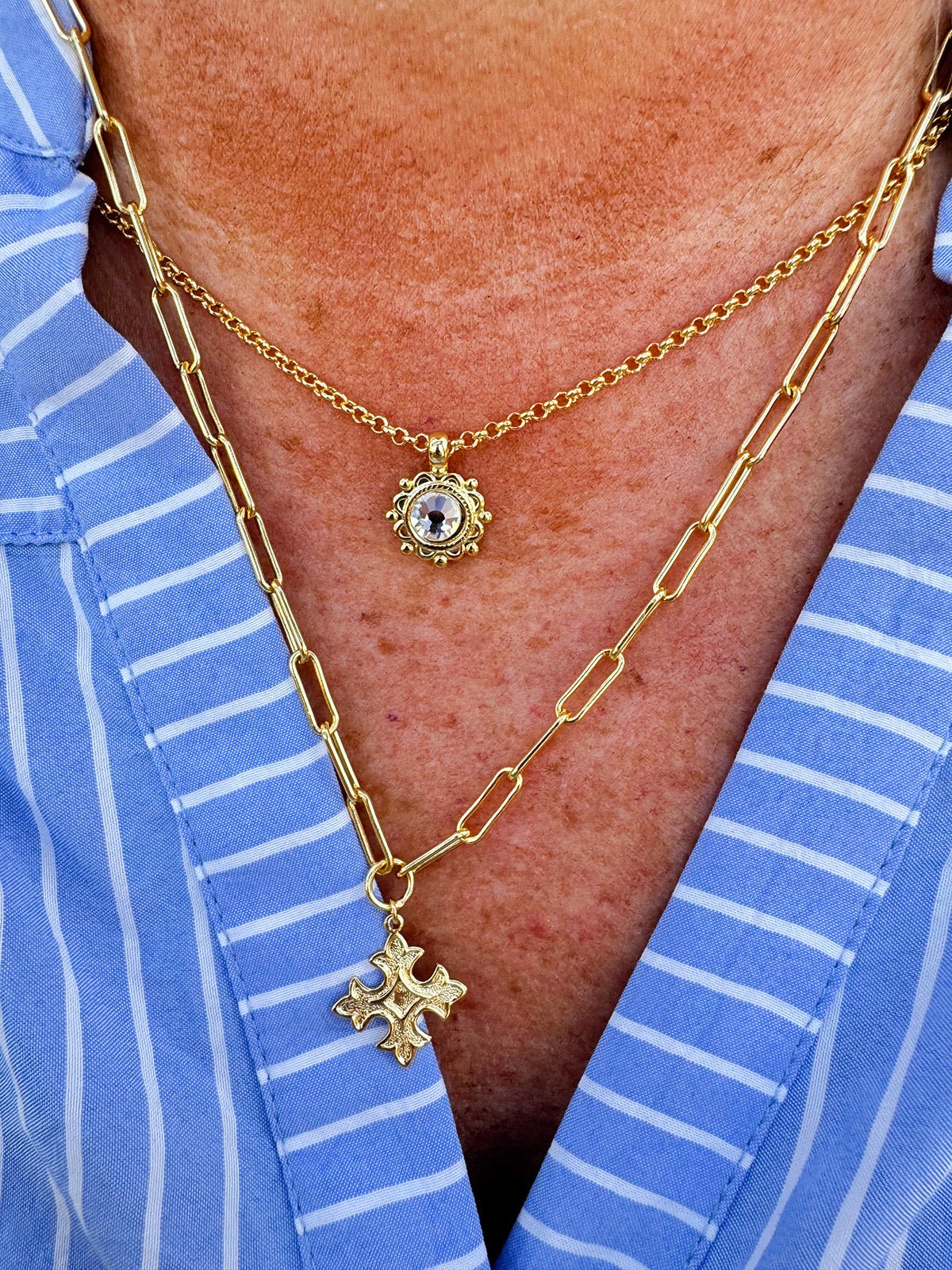 [Sorrelli] Double Chain Pendant Necklace - The Pink Pineapple 850