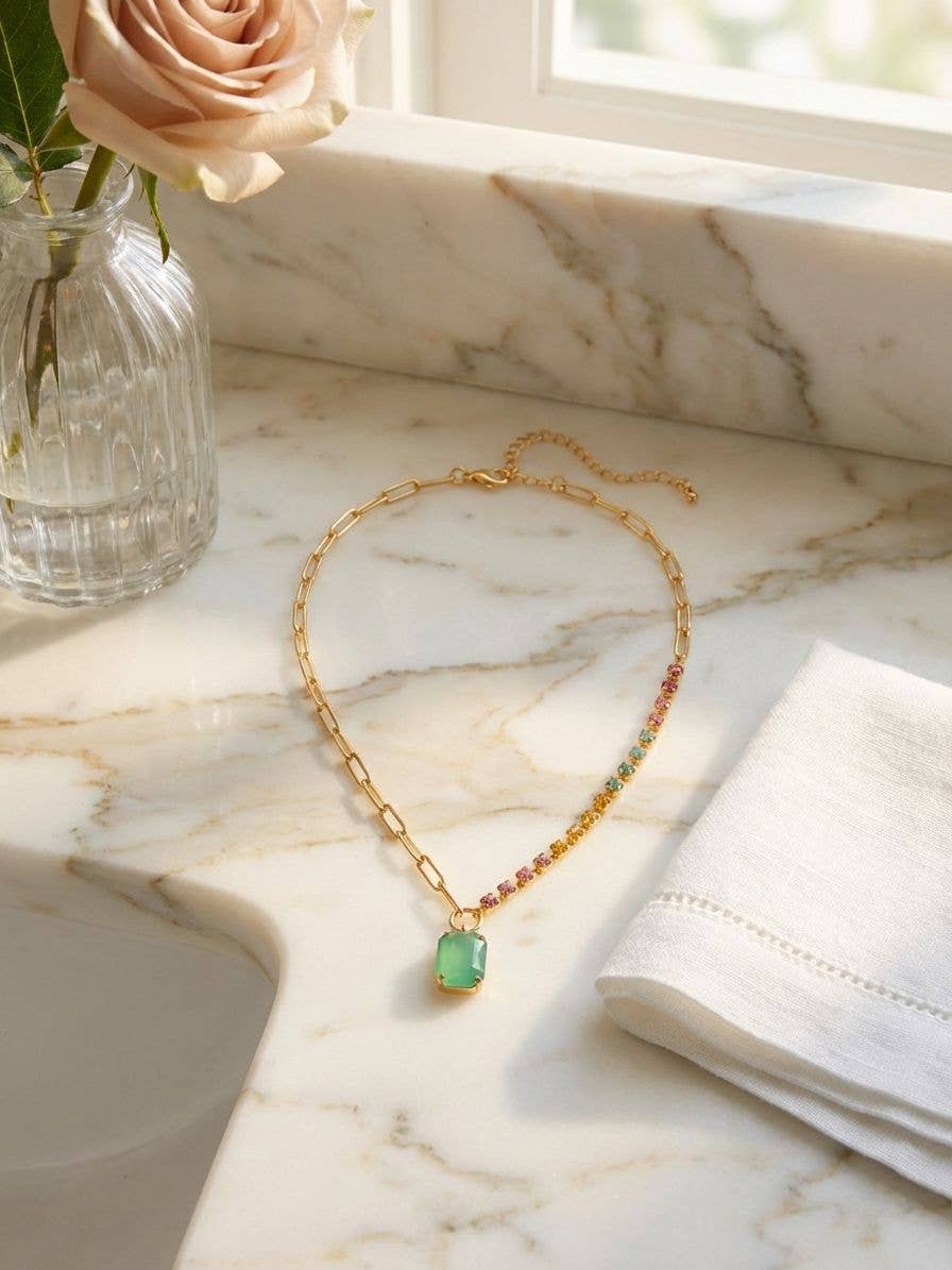 [Sorrelli] Iris Asymmetrical Pendant Necklace - The Pink Pineapple 850