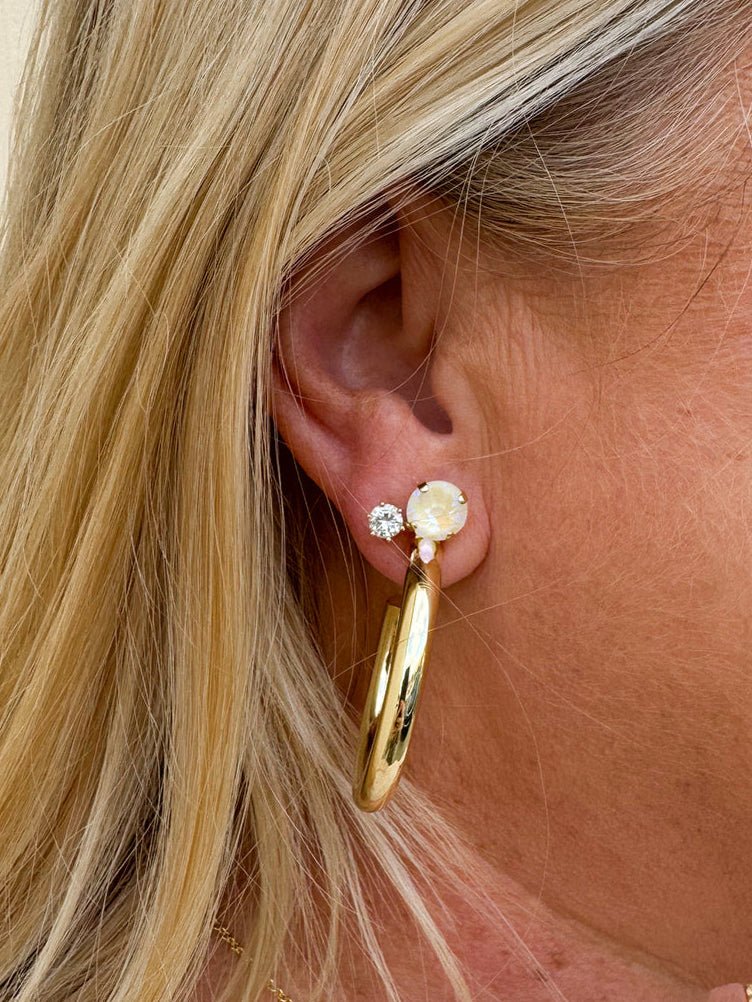 Sorrelli Keeley Studded Hoop Earrings in Icicle - The Pink Pineapple 850