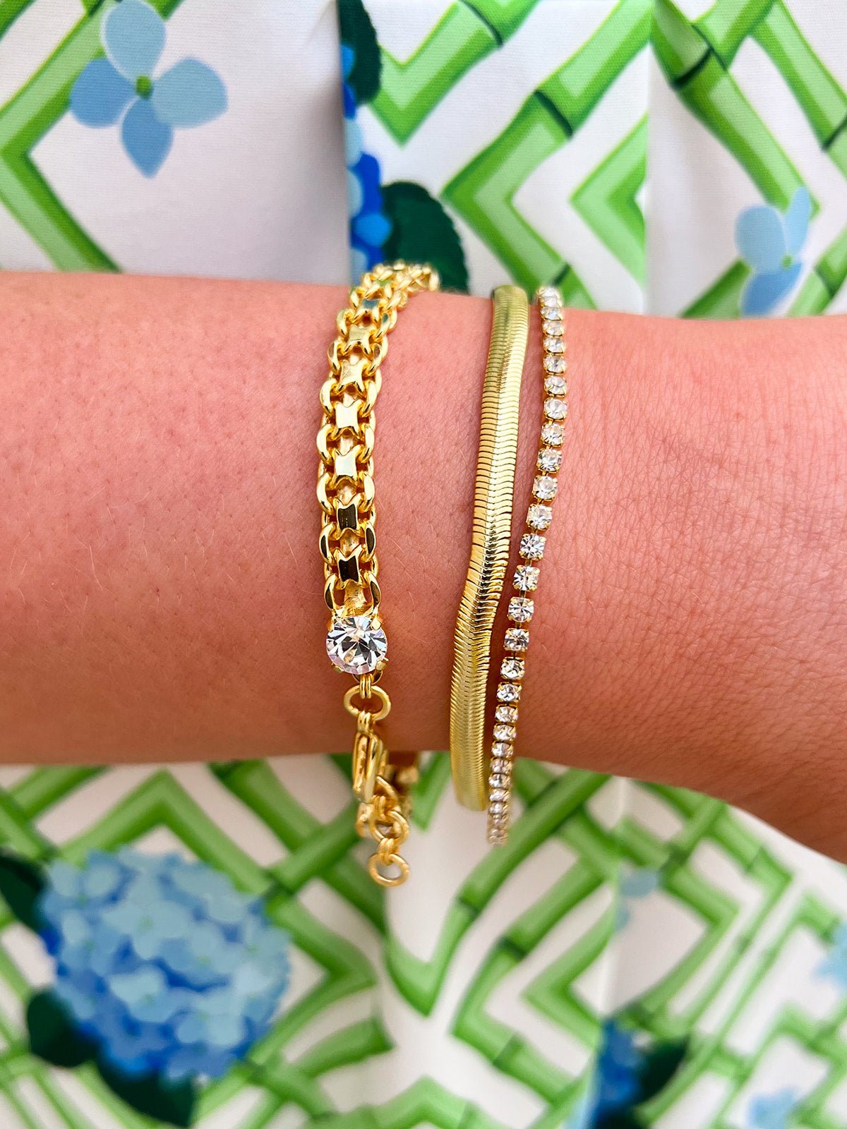 [Sorrelli] Mini Crystal Snake Chain Tennis Bracelet - The Pink Pineapple 850