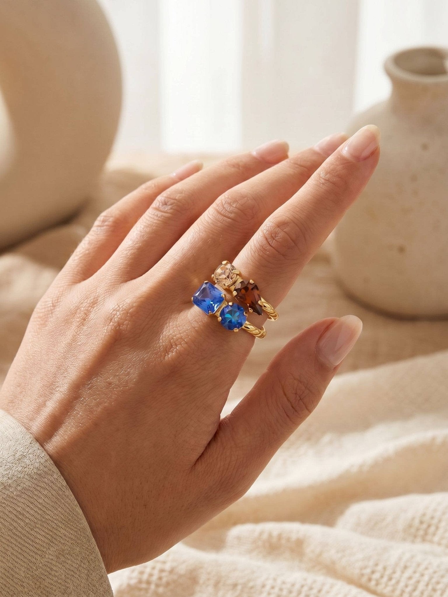 [Sorrelli] Moxie Stacked Ring - Blue Multicolor - The Pink Pineapple 850