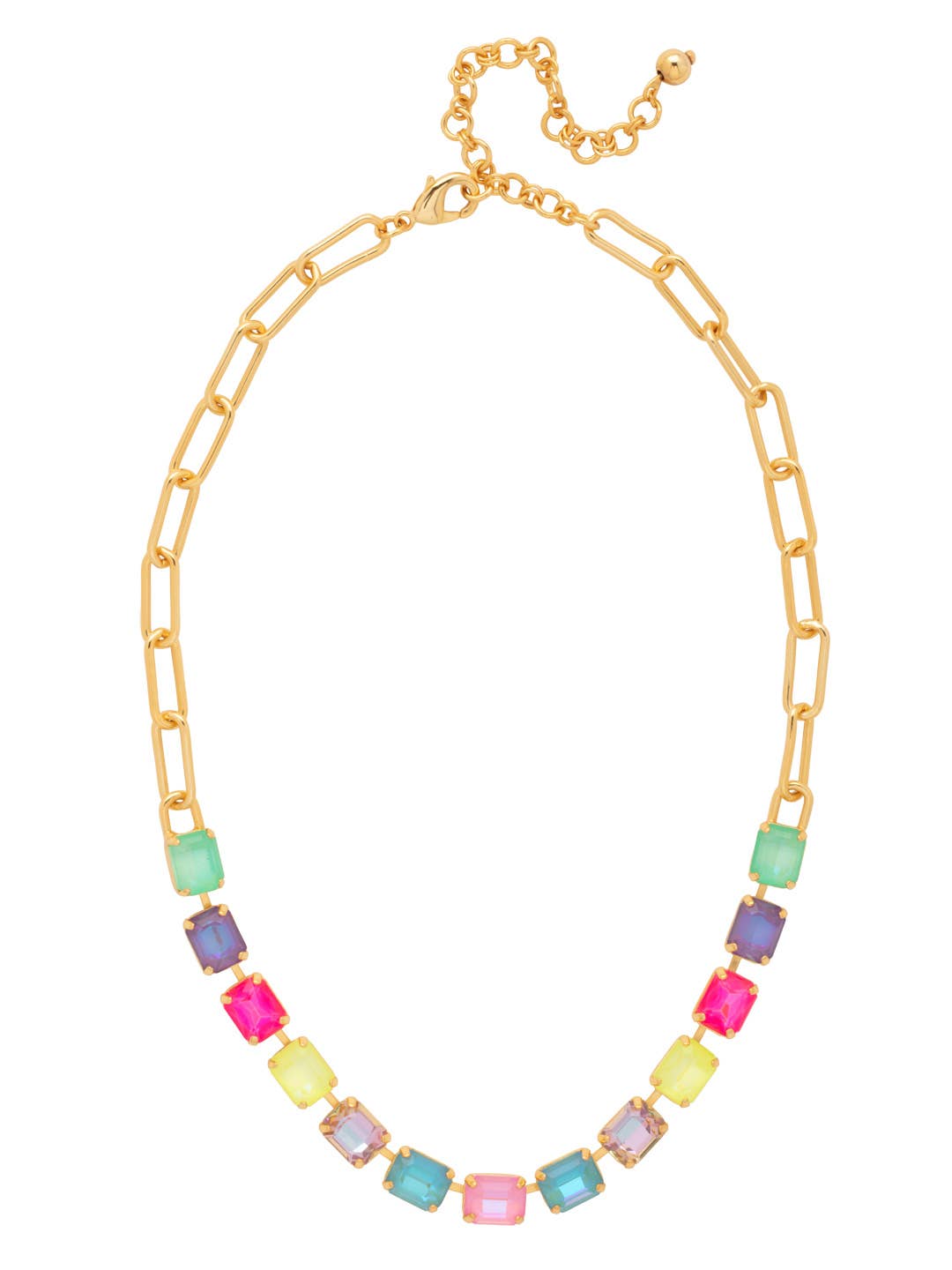 [Sorrelli] Octavia Paperclip Tennis Necklace – Vibrant - The Pink Pineapple 850