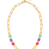 [Sorrelli] Octavia Paperclip Tennis Necklace – Vibrant - The Pink Pineapple 850