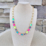 [Sorrelli] Octavia Paperclip Tennis Necklace – Vibrant - The Pink Pineapple 850