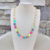 [Sorrelli] Octavia Paperclip Tennis Necklace – Vibrant - The Pink Pineapple 850