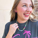 [Sorrelli] Octavia Paperclip Tennis Necklace – Vibrant - The Pink Pineapple 850