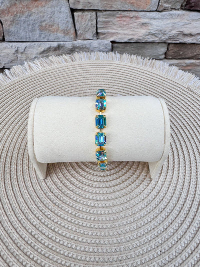 [Sorrelli] Octavia Tennis Bracelet Aqua Aurora Borealis - The Pink Pineapple 850