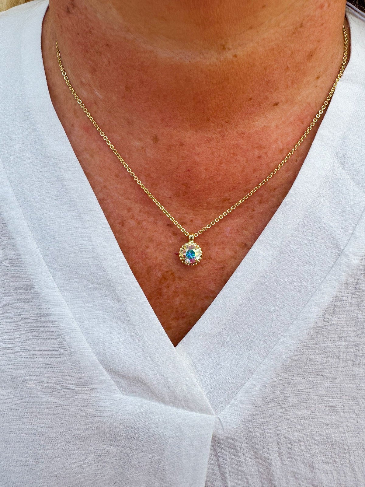 [Sorrelli] Simplicity Pendant Necklace in Crystal Aurora Borealis - The Pink Pineapple 850