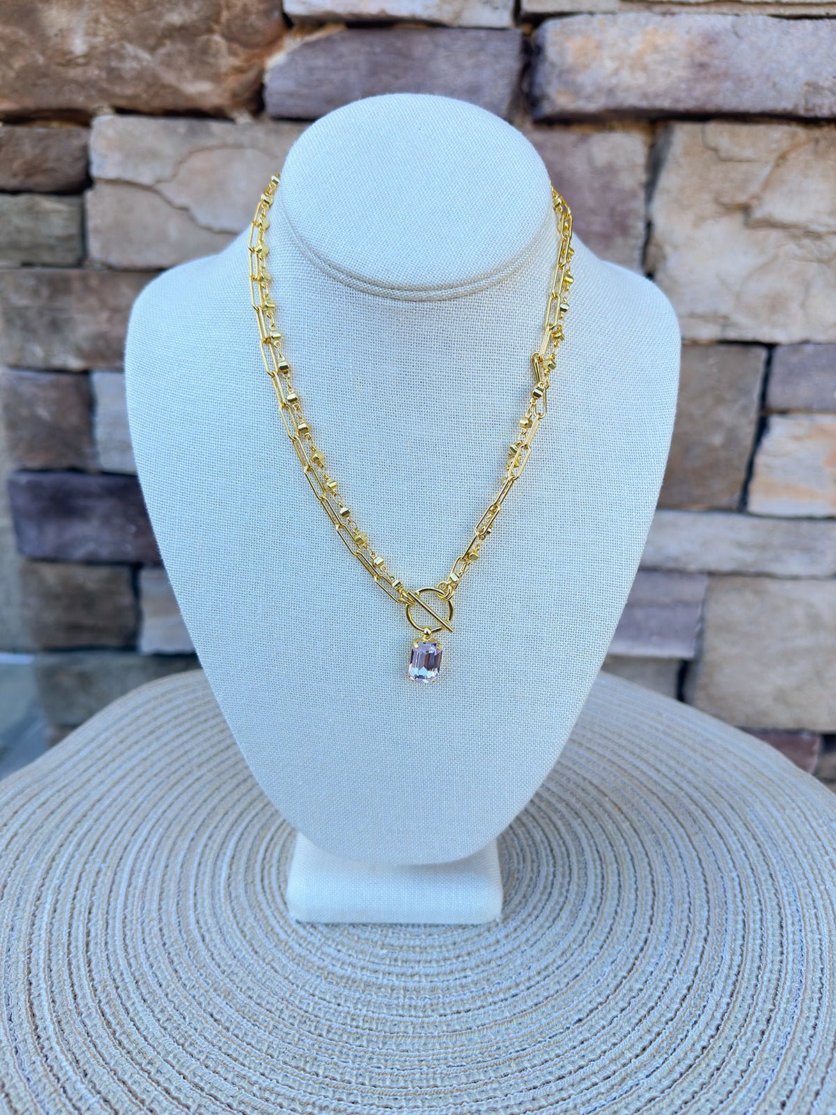 [Sorrelli] Studio Emerald-Cut Pendant Necklace - Soft Blush - The Pink Pineapple 850