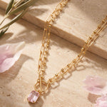 [Sorrelli] Studio Emerald-Cut Pendant Necklace - Soft Blush - The Pink Pineapple 850
