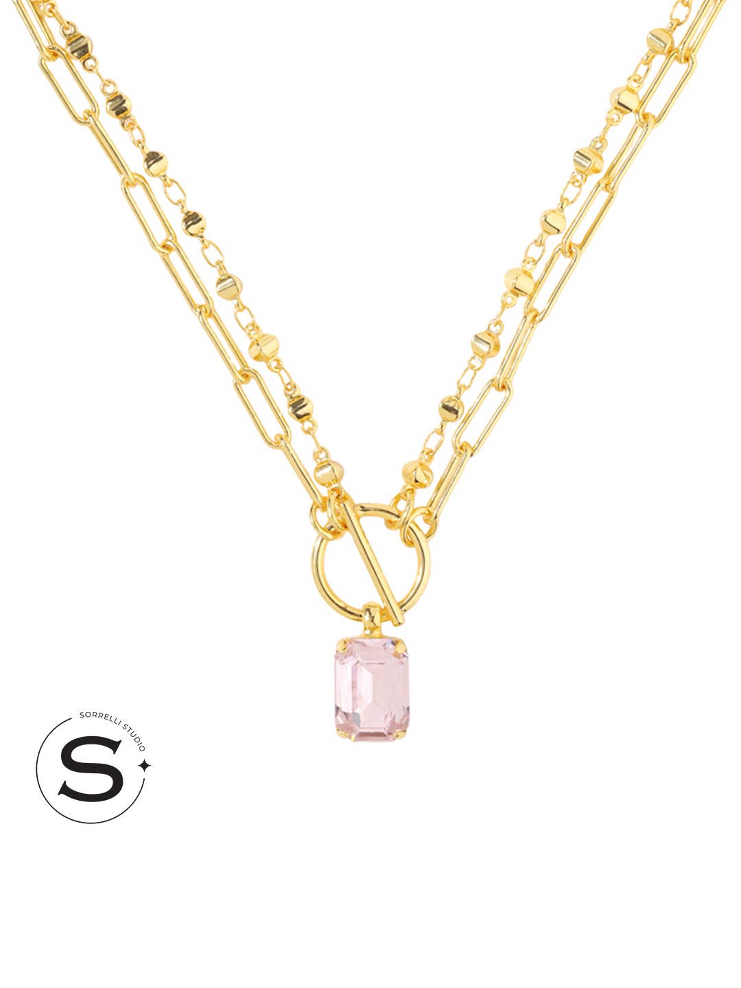 [Sorrelli] Studio Emerald-Cut Pendant Necklace - Soft Blush - The Pink Pineapple 850