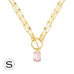 [Sorrelli] Studio Emerald-Cut Pendant Necklace - Soft Blush - The Pink Pineapple 850