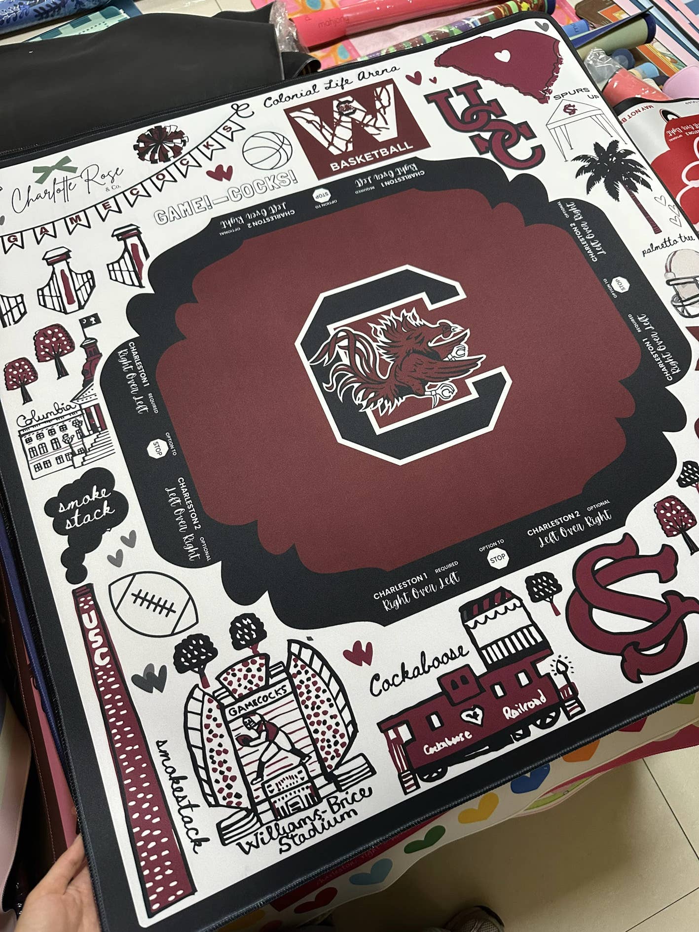 South Carolina Gamecocks Mahjong Mat - The Pink Pineapple 850