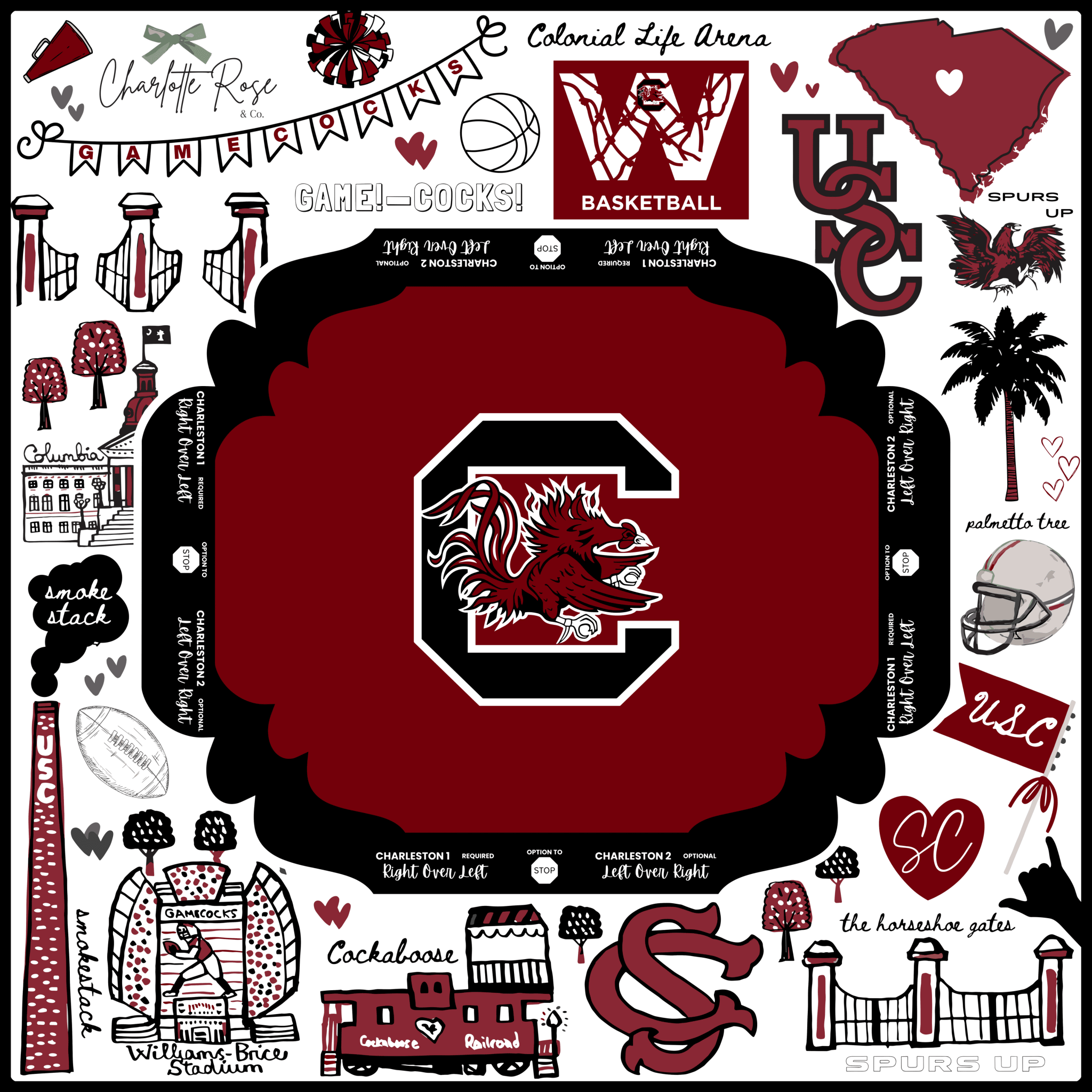 South Carolina Gamecocks Mahjong Mat - The Pink Pineapple 850
