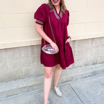 Southern Charm Ruffle Dress in Garnet - The Pink Pineapple 850