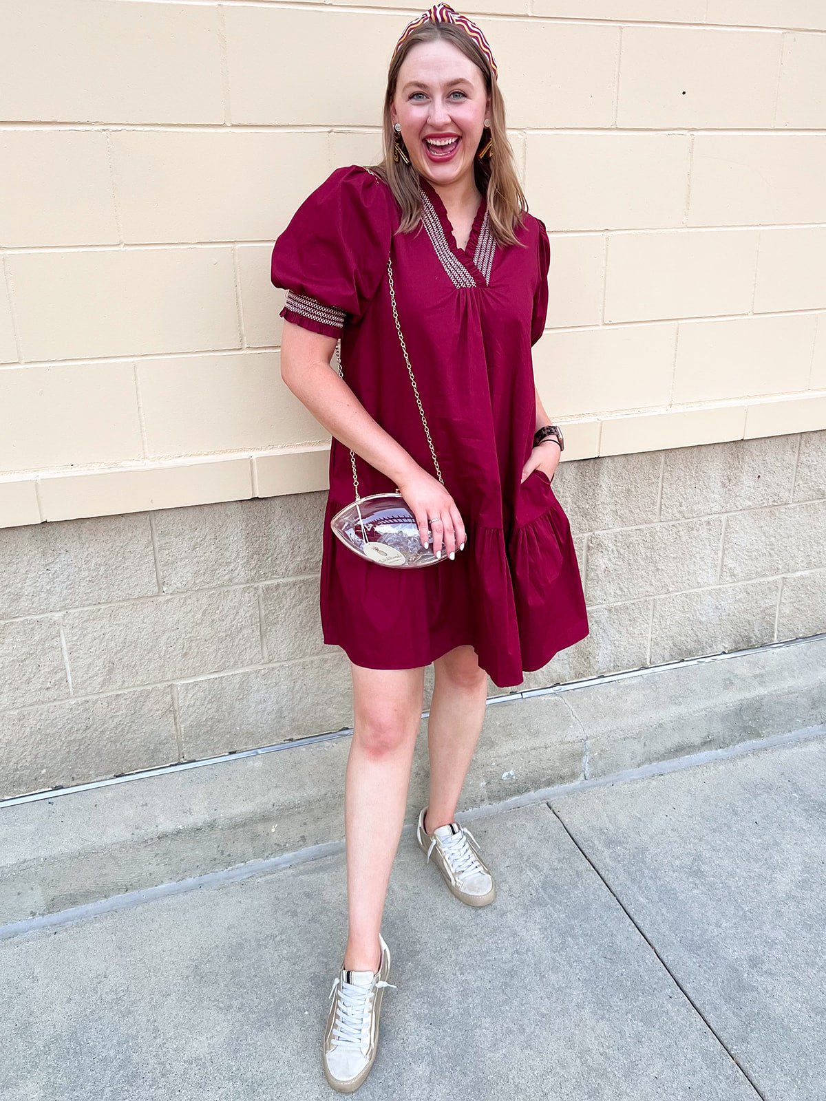 Southern Charm Ruffle Dress in Garnet - The Pink Pineapple 850