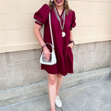 Southern Charm Ruffle Dress in Garnet - The Pink Pineapple 850