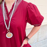 Southern Charm Ruffle Dress in Garnet - The Pink Pineapple 850