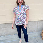 Sparks Fly Butterfly Sleeve Ruffle Collar Top - The Pink Pineapple 850