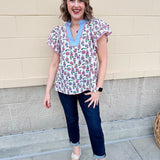 Sparks Fly Butterfly Sleeve Ruffle Collar Top - The Pink Pineapple 850