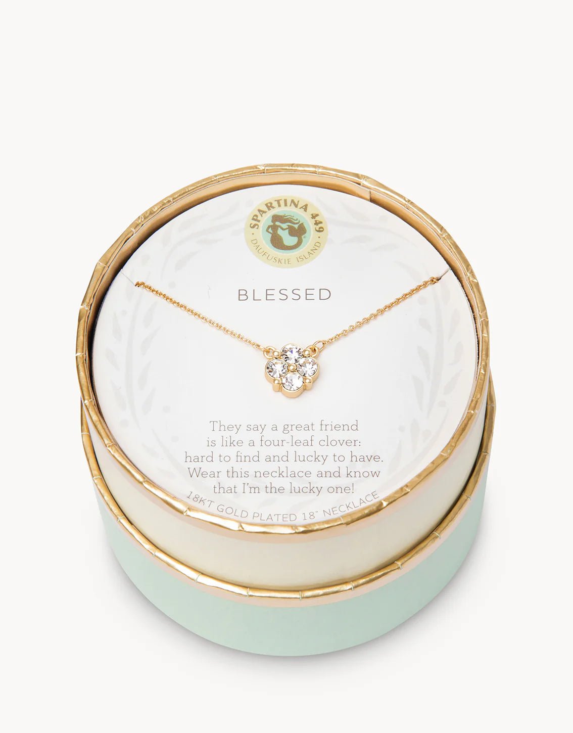 [Spartina] Sea La Vie Blessed Crystal Clover Necklace - The Pink Pineapple 850