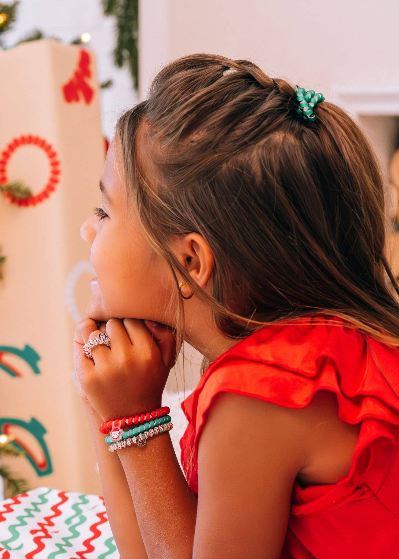 Spiral Hair Coils Tiny Santa Baby Hair Ties - The Pink Pineapple 850