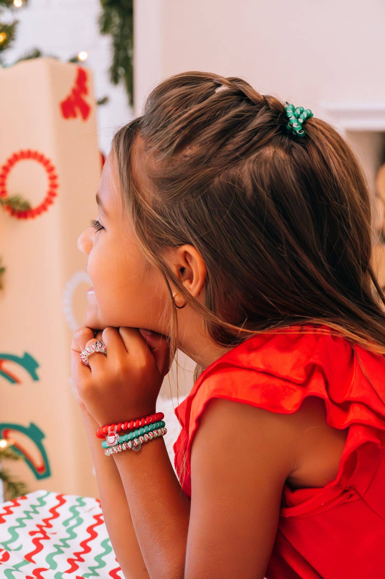 Spiral Hair Coils Tiny Santa Baby Hair Ties - The Pink Pineapple 850