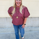 Spirit State Puff Sleeve Blouse - The Pink Pineapple 850