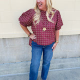 Spirit State Puff Sleeve Blouse - The Pink Pineapple 850