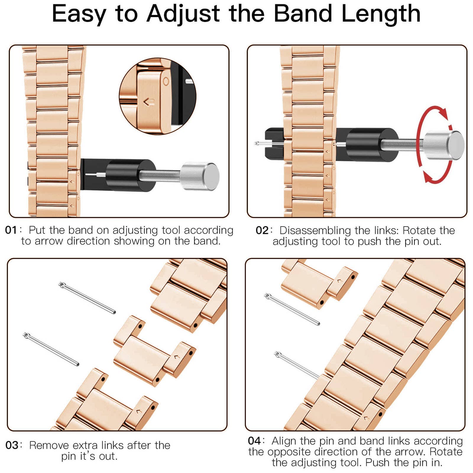 Stainless Steel Apple Watch Band Ultra Light in Rose Gold - The Pink Pineapple 850