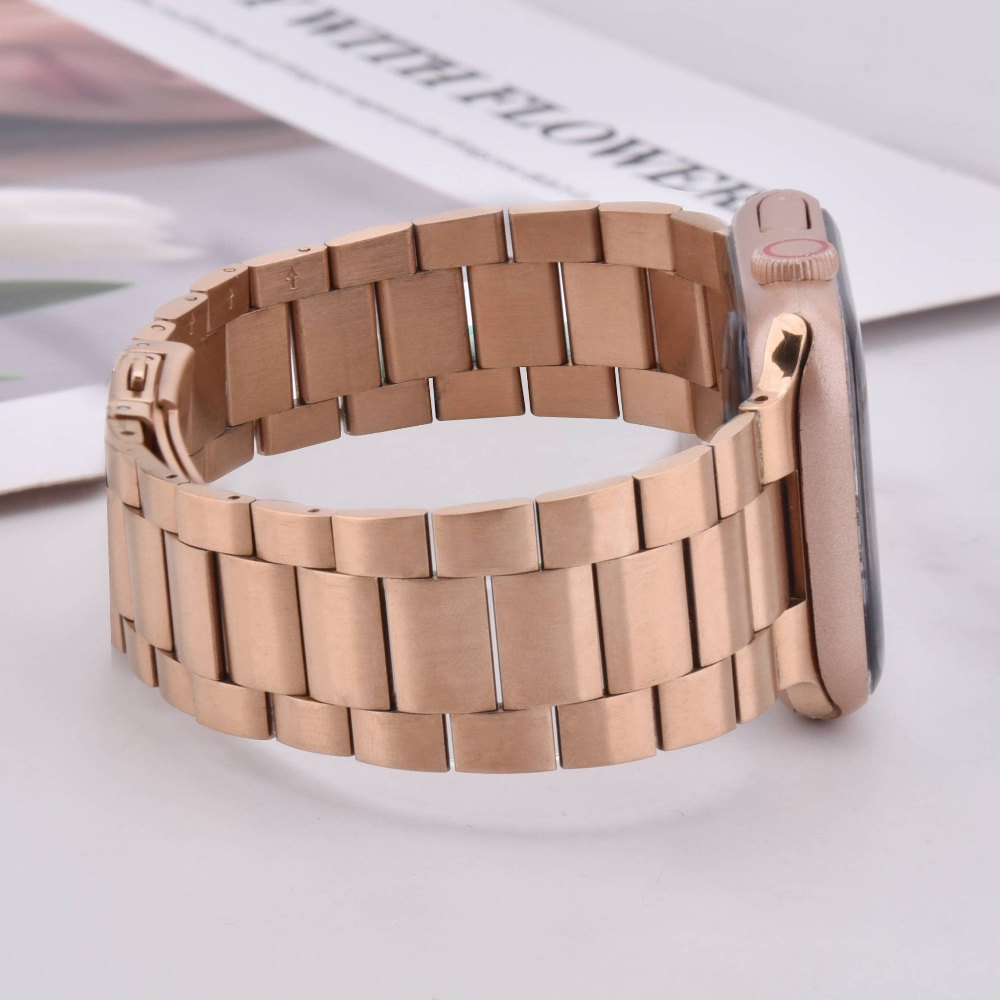 Stainless Steel Apple Watch Band Ultra Light in Rose Gold - The Pink Pineapple 850