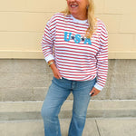 Star - Spangled Stripe Statement Sweatshirt - The Pink Pineapple 850