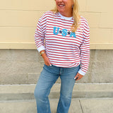 Star - Spangled Stripe Statement Sweatshirt - The Pink Pineapple 850