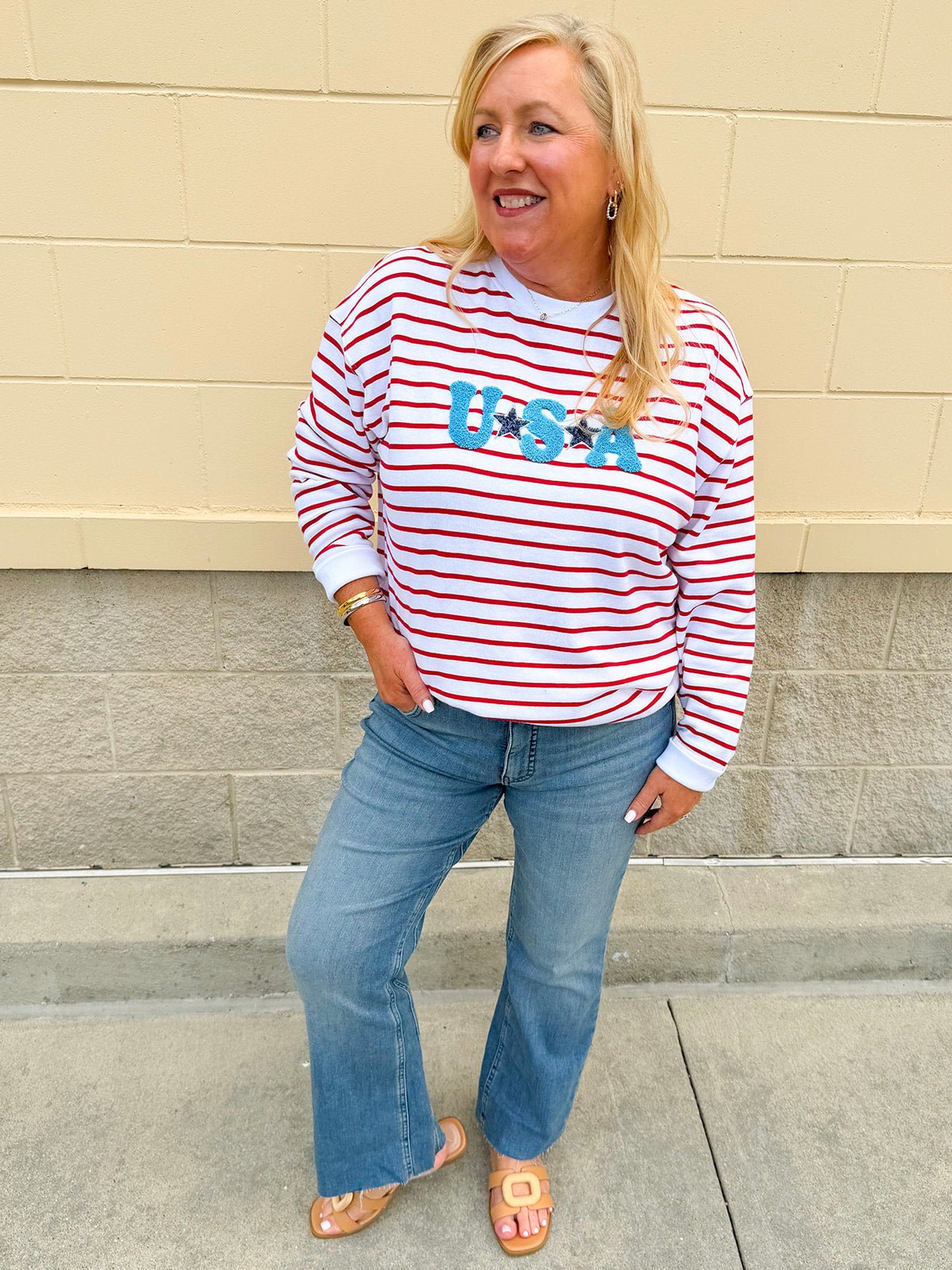 Star - Spangled Stripe Statement Sweatshirt - The Pink Pineapple 850