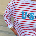 Star - Spangled Stripe Statement Sweatshirt - The Pink Pineapple 850
