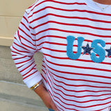 Star - Spangled Stripe Statement Sweatshirt - The Pink Pineapple 850