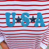 Star - Spangled Stripe Statement Sweatshirt - The Pink Pineapple 850