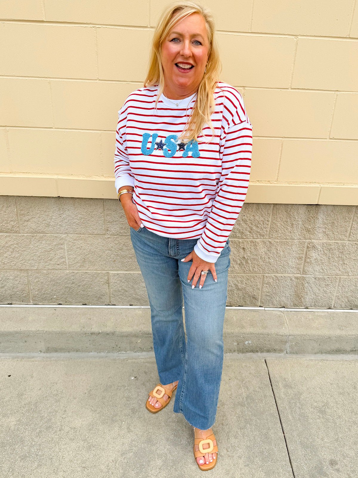 Star - Spangled Stripe Statement Sweatshirt - The Pink Pineapple 850