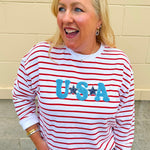 Star - Spangled Stripe Statement Sweatshirt - The Pink Pineapple 850