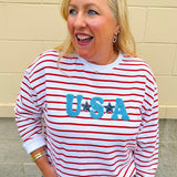 Star - Spangled Stripe Statement Sweatshirt - The Pink Pineapple 850