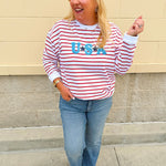 Star - Spangled Stripe Statement Sweatshirt - The Pink Pineapple 850